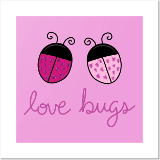 Love Bugs Cartoon Ladybugs Pair, made by EndlessEmporium Posters and Art